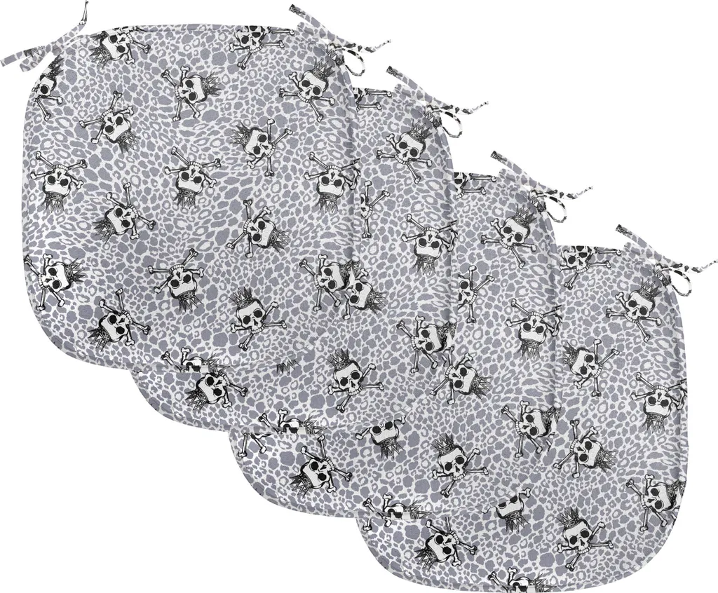 ABAKUHAUS Lot de 4 Coussins de Chaise Crâne et Os Sauvages 40x40 cm