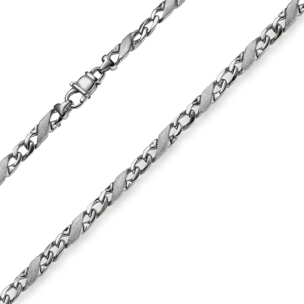 4,5mm Armband Armkette Rockwell X-Panzer aus 585 Gold Weißgold 21cm mattiert