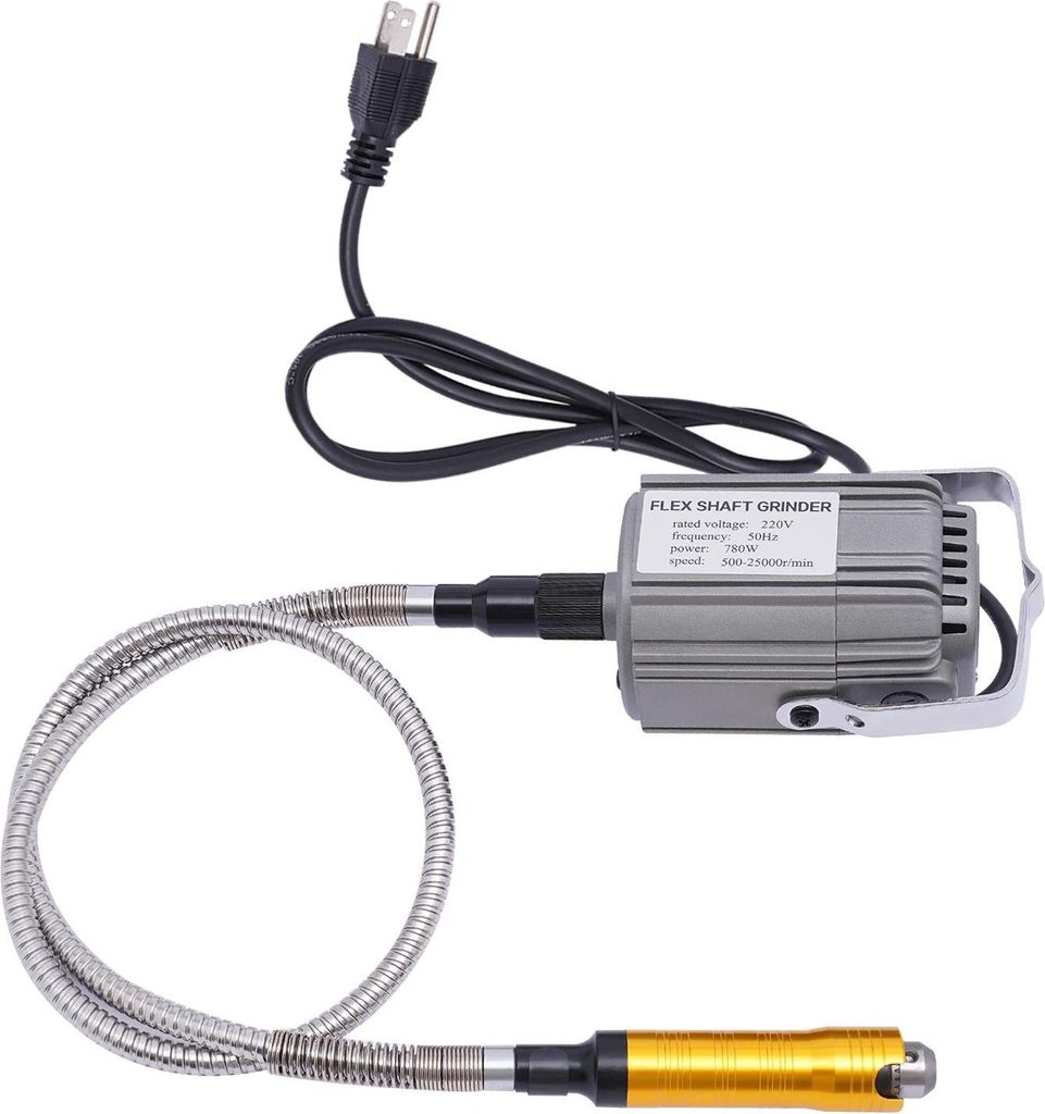 Elektrisches Rotationswerkzeug - Flexwellen-Schleifer & Gravierstift - 780 W 25.000 U/min - Fußpedal - Spannbereich 0,3–6 mm - 1 m Flexwelle - 2...