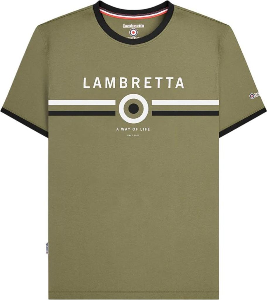 Lambretta - T-Shirt Ringer-Stil für Herren LB153 (S) (Khaki)