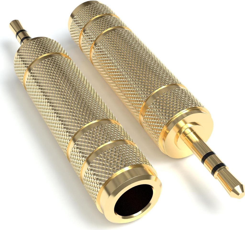 2x Klinke Adapter 6.35mm auf 3.5mm verGoldete Stecker Aux Stereo Audio