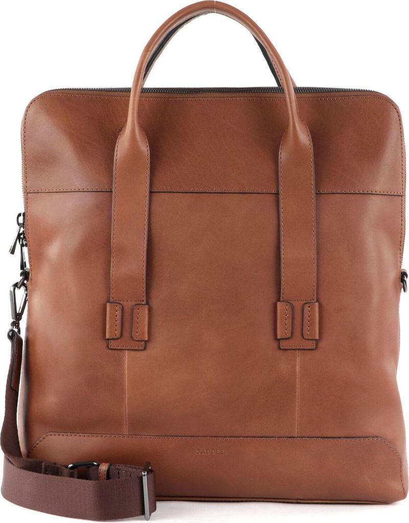 SADDLER Leder Schultertasche Laptoptasche mit Laptopfach Loge Shopper Tan braun