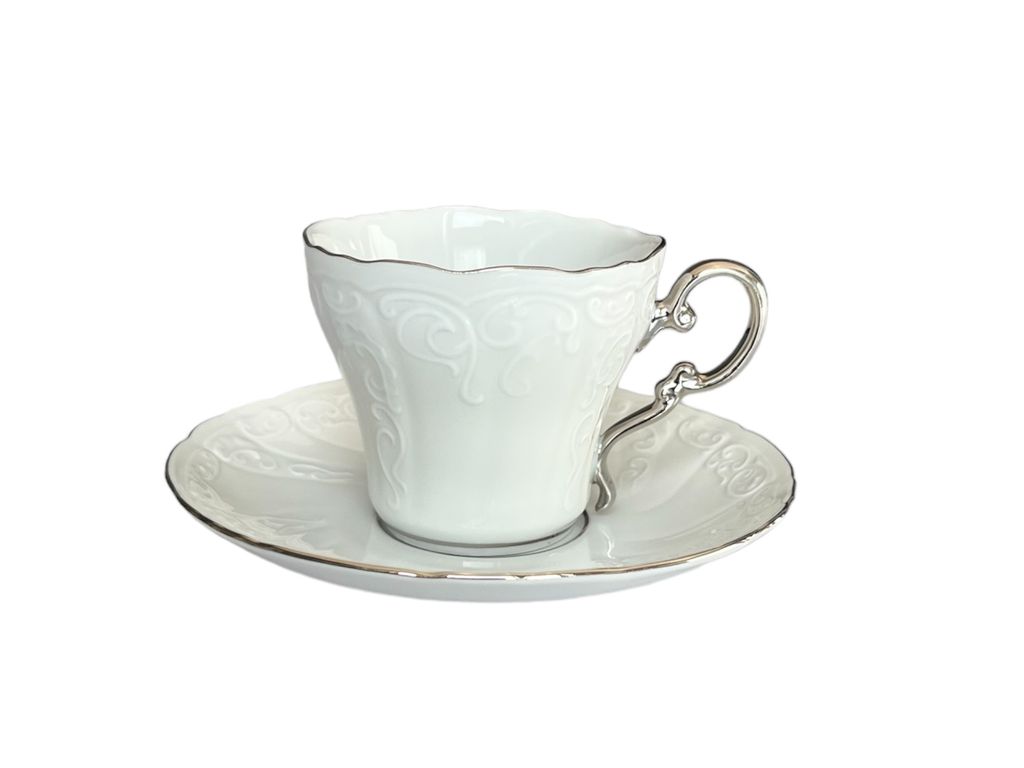 Ela, Tasse und Untertasse, 0,15 l, Porzellan, Platin, Leander