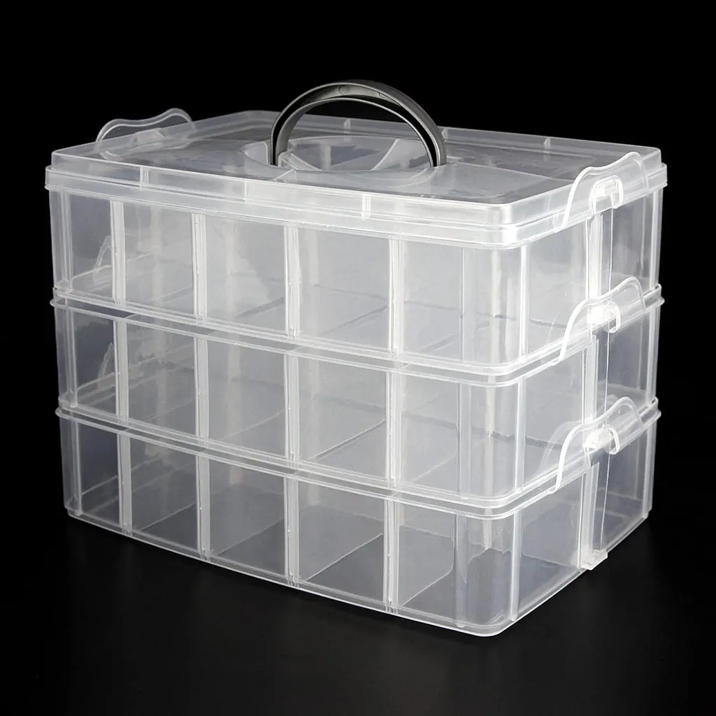 Boîtes empilables transparentes 30 compartiments en plastique rigide