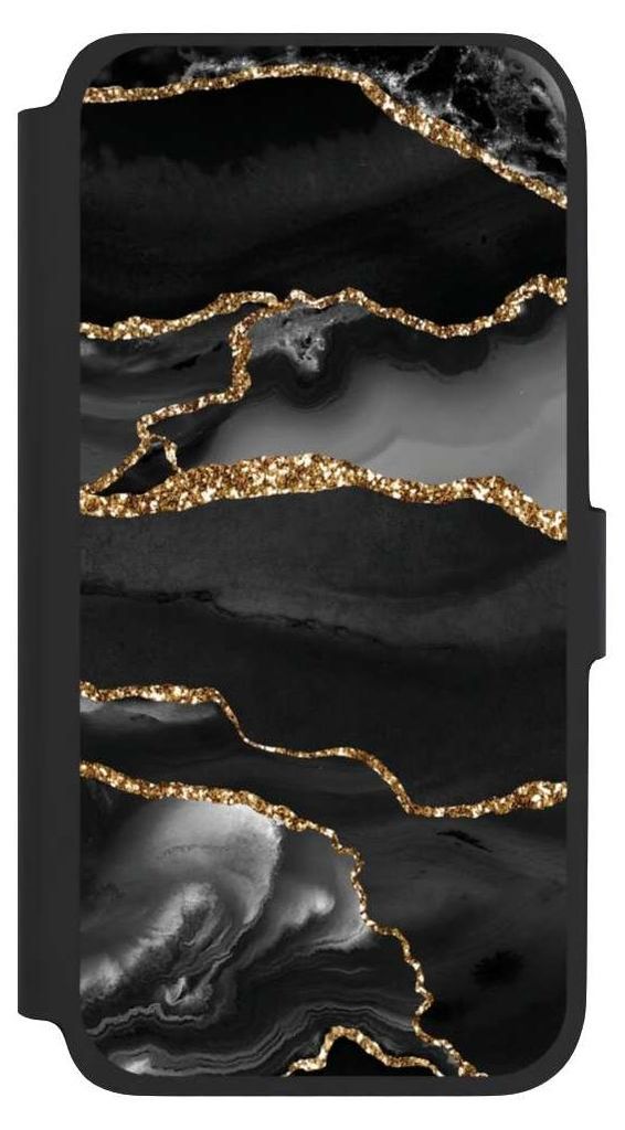 NIVOCASE Klapphülle für Samsung Galaxy A17 5G Handyhülle aus Kunst Leder NIVOflip schwarz Glitzer Look Marmor Muster
