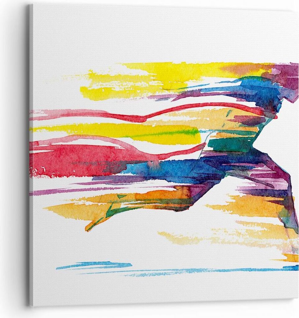 Bild auf Leinwand - Leinwandbild - Run Streifen Spiel Grafik - 70x70cm - Wand Bild - Wanddeko - Leinwanddruck - Bilder - Kunstdruck - Wanddekoratio...
