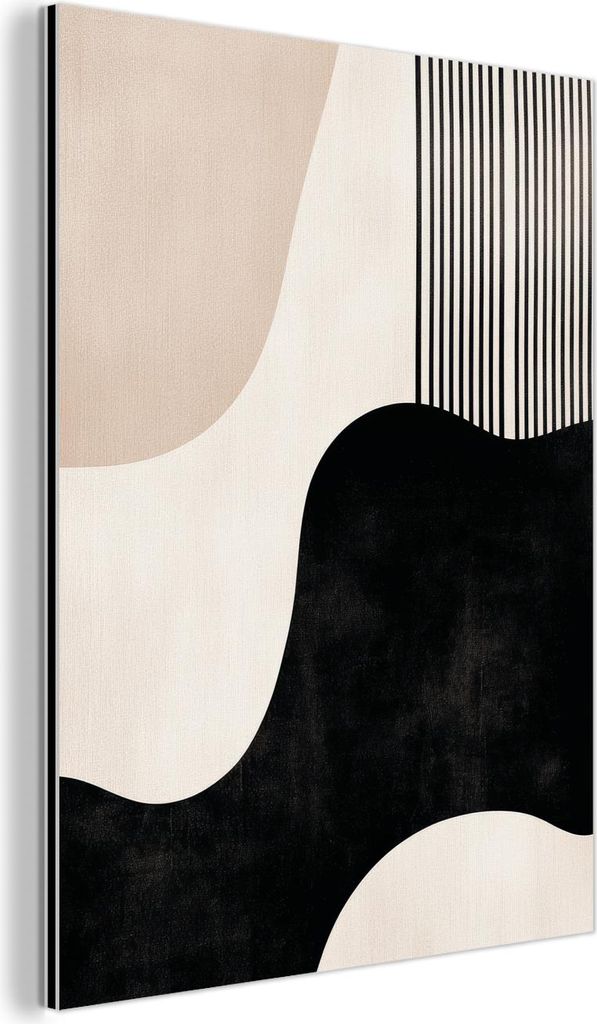 MuchoWow Wanddekoration Metall Metallbild Wandkunst 30x40 cm Abstrakt - Japandi - Beige - Modern MuchoWow Aluminium Gemälde - Bilder