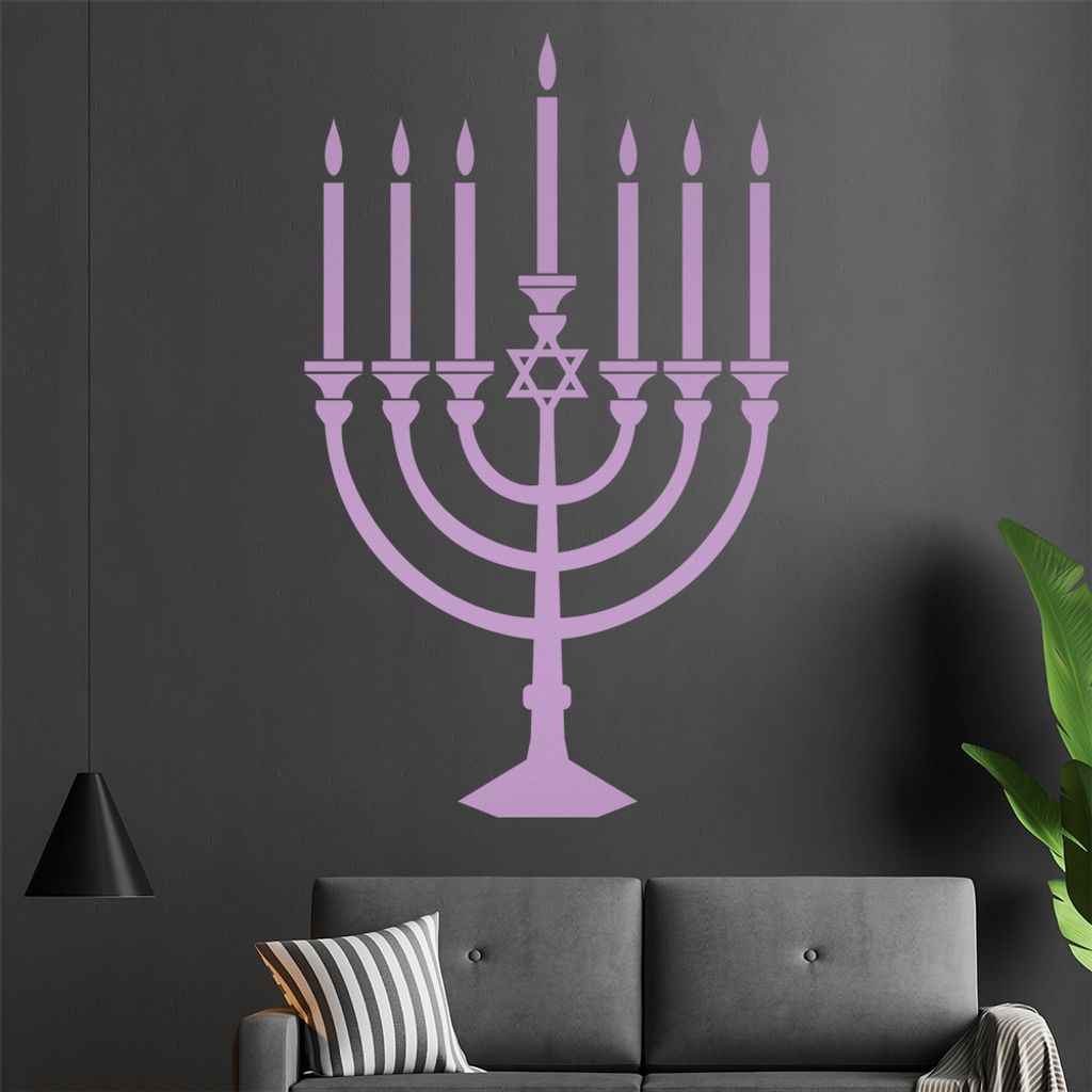 Menora Wandtattoo in 6 Größen - Wandaufkleber Wall Sticker - Dekoration, Küche, Wohnzimmer, Schlafzimmer, Badezimmer