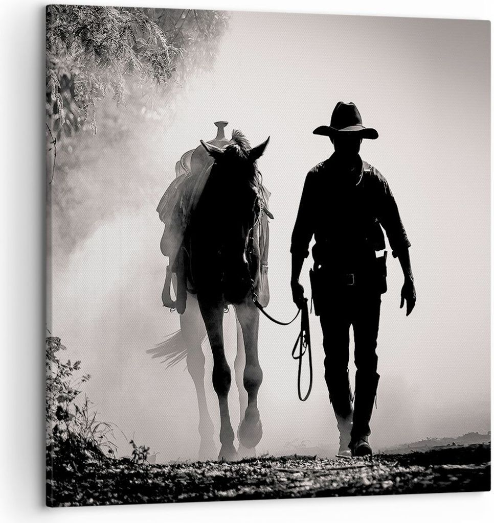 Bild auf Leinwand - Leinwandbild - Einteilig - Cowboy Pferd Shady - 50x50cm - Wand Bild - Wanddeko - Wandbilder - Leinwanddruck - Bilder - Wanddeko...