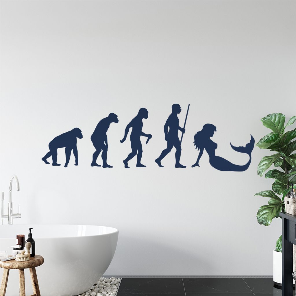 Meerjungfrau Evolution Wandtattoo Wandaufkleber Wall Sticker - Dekoration, Küche, Wohnzimmer, Schlafzimmer, Badezimmer