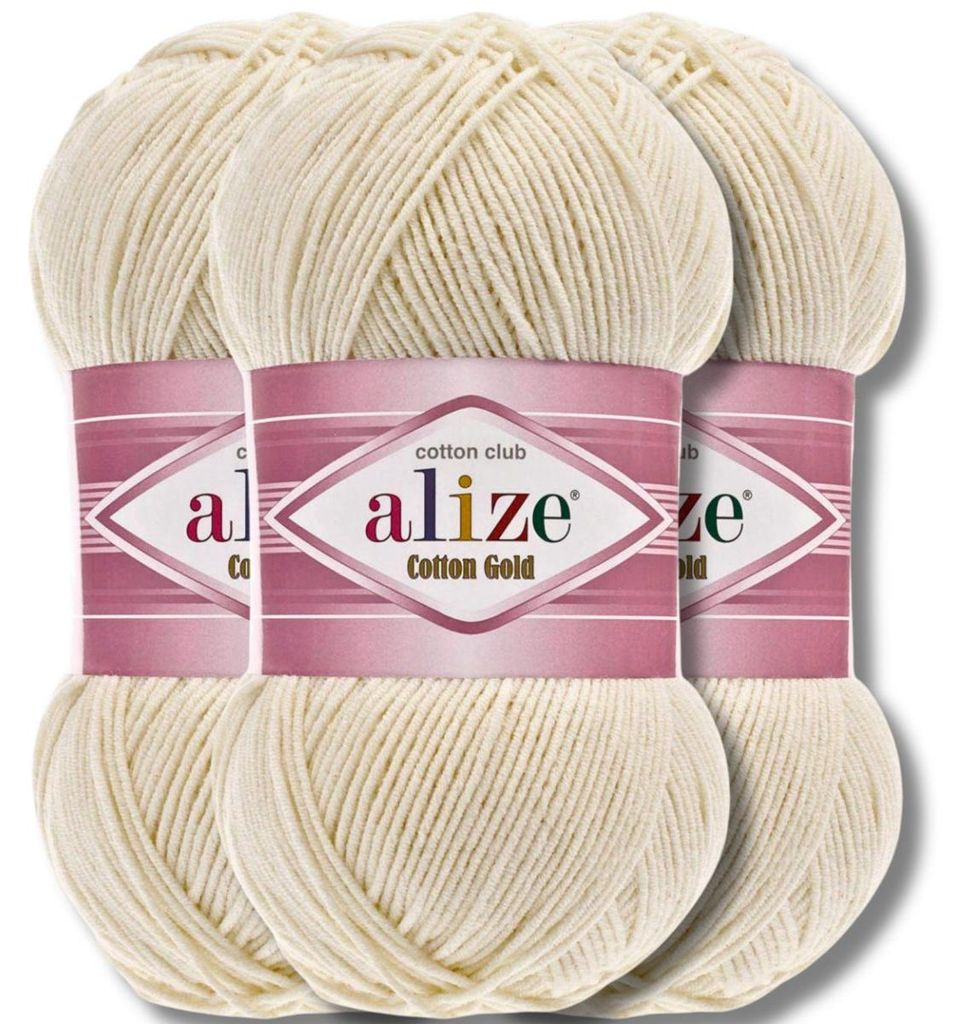 Alize 3x 100g Baumwolle Gold Wolle, Uni, Häkeln, Stricken Produktbild 