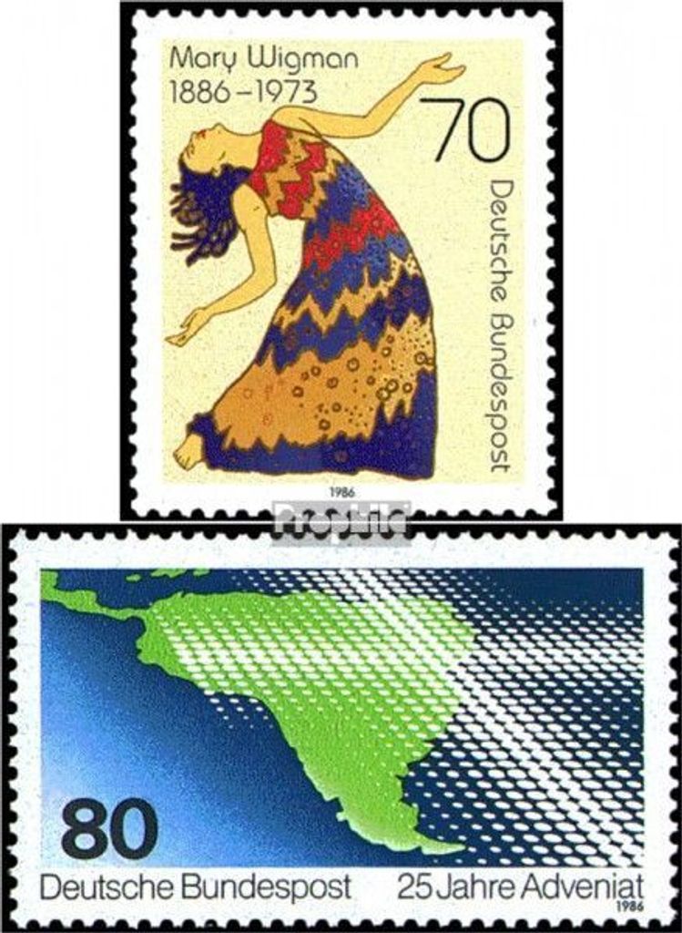 Briefmarken BRD (BR.Deutschland) 1986 Mi 1301,1302 (kompl.Ausg.) postfrisch 100.Geburtstag von Wigman