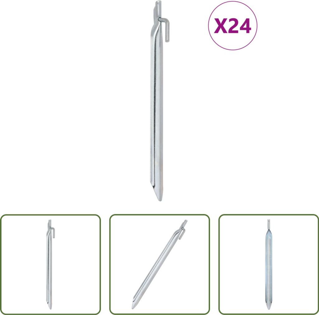 The Living Store Zeltheringe 24 Stk. V-Form 25 cm Ø20 mm Verzinkter Stahl