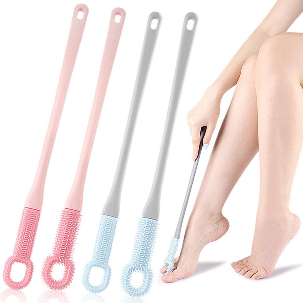 Silikon-Fußreinigungsbürste mit langem Griff, ergonomischem Design und weichen Borsten, zum Aufhängen im Badezimmer, leicht zu reinigender Fußs...