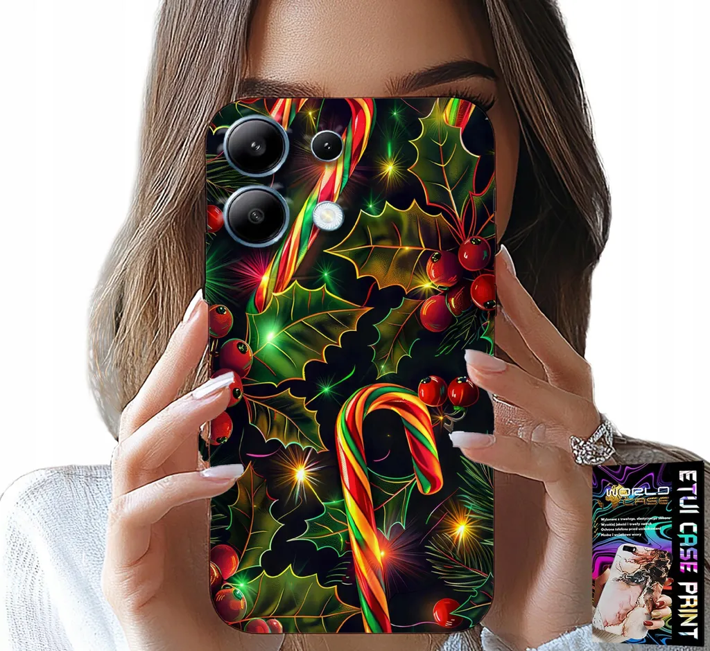 Custodia Per Xiaomi Note 13 5G - Bastone Di Zucchero, Vischio, Albero Di Natale + Vetro - 1
