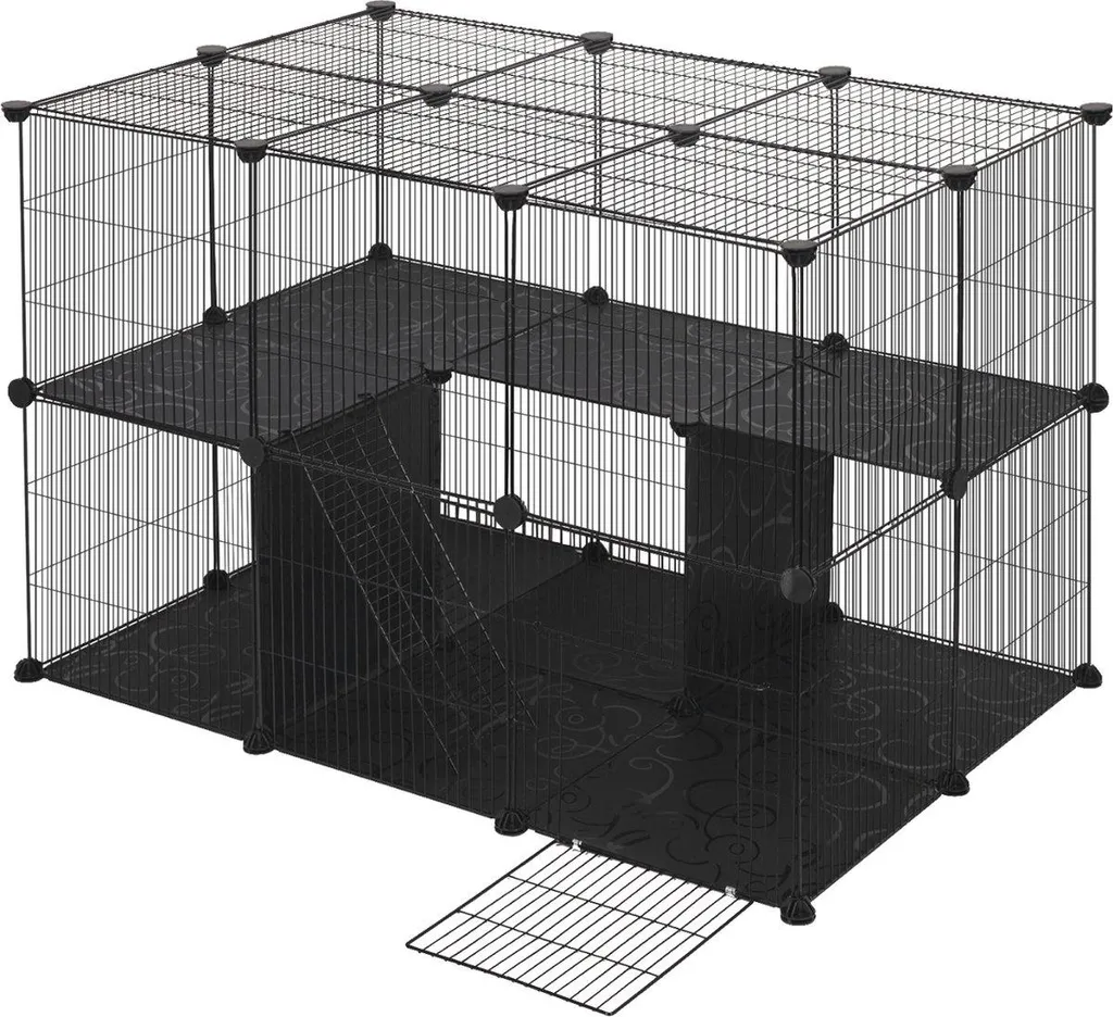 Enclos modulable pour chatons et chiots - Parc intérieur Happyment XXL Noir