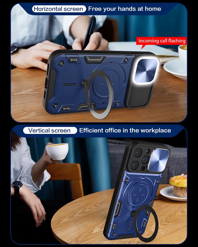 Offerta Custodia iPhone 13 Pro: Protezione Totale Blu con Anello - 6