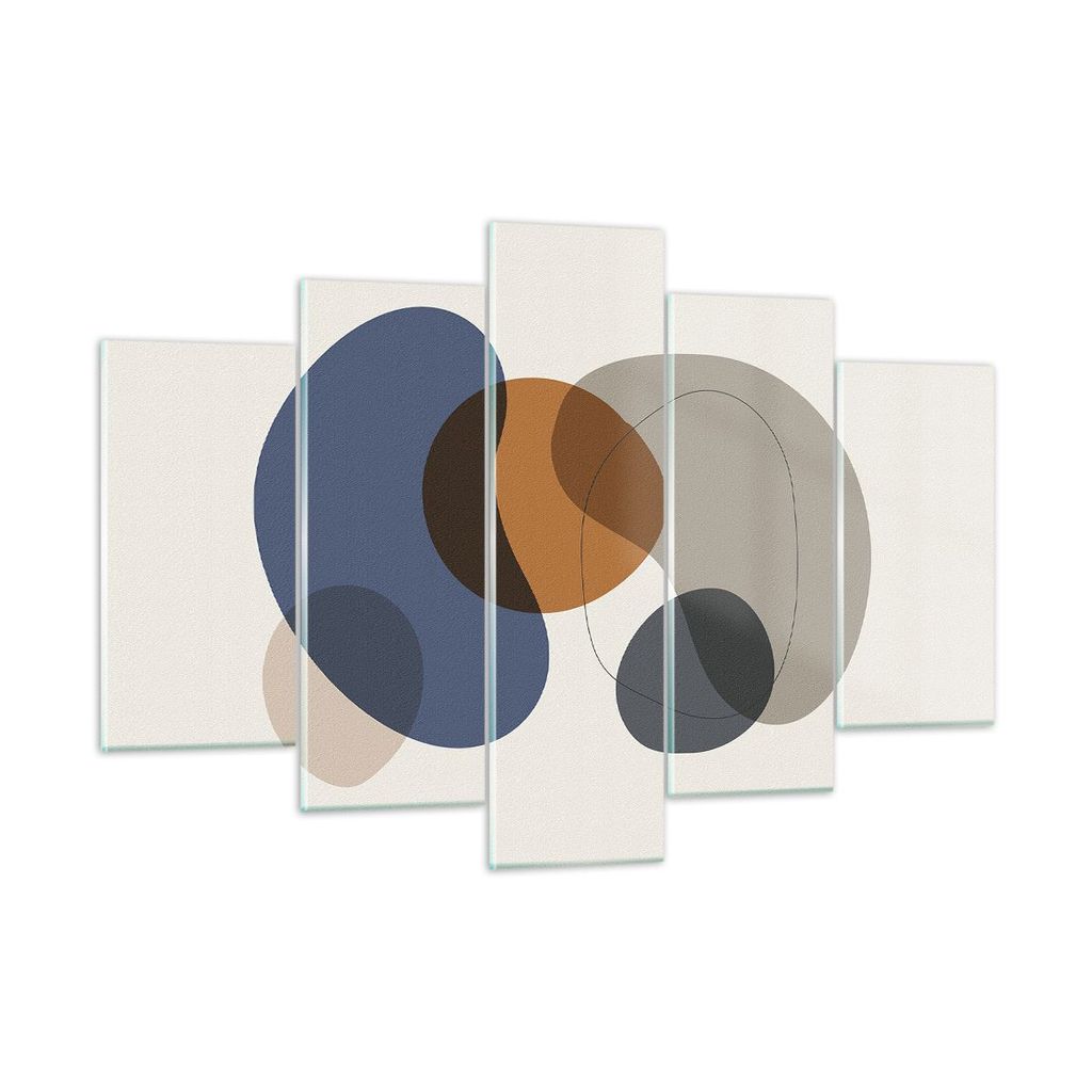 Bilder auf glas - 5 Teile - Boho Flecken abstrakt - 150x100cm - Glasbilder - Wandbilder - Bilder - zum Aufhängen bereit - Wanddekoration aus Glas ...