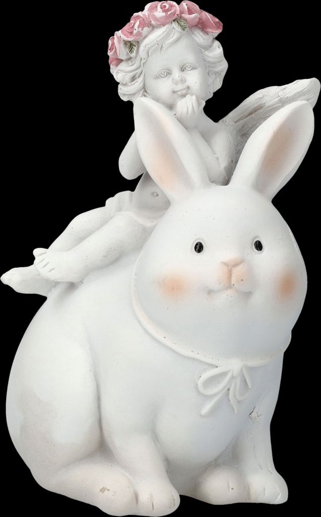 Engel Figur - Putte auf Hase - Osterdeko