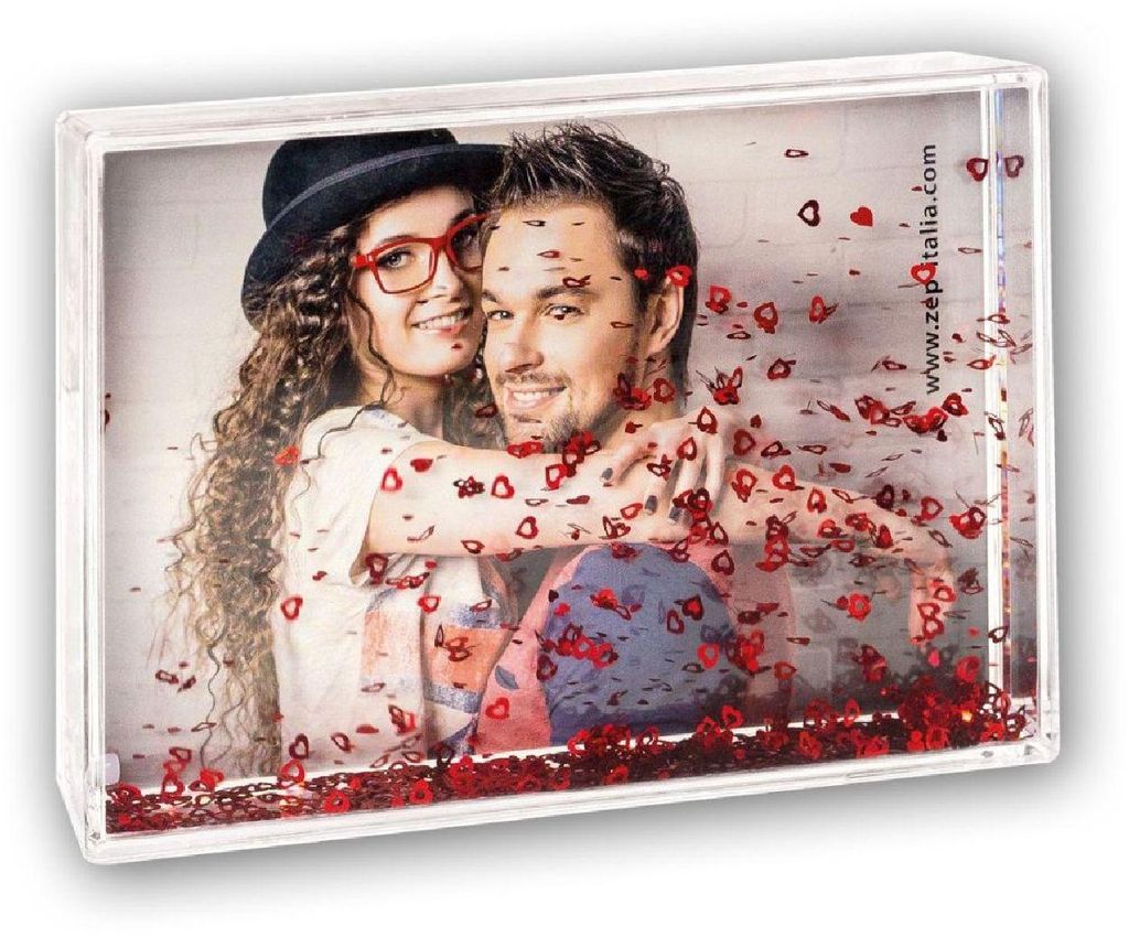 ZEP Shake Frame Heart, Bilderrahmen-Set, Acryl, Kunststoff, Rot, Transparent, 10 x 15 cm, Rechteckig, Landschaftsportrait