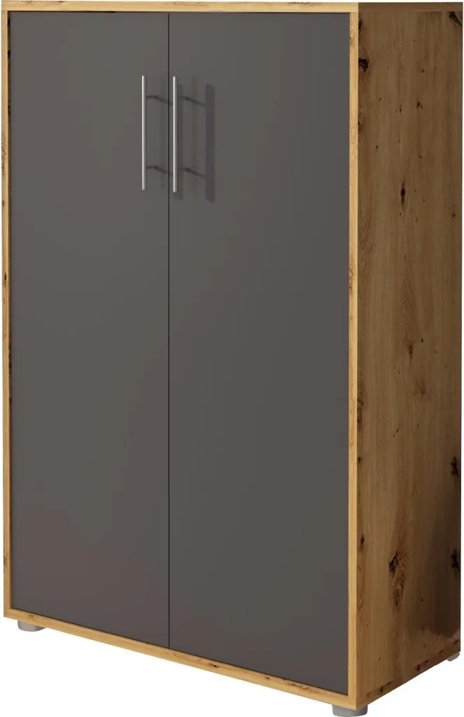 Armoire multi-usages Parabita 2 portes 79x118 cm chêne brun 4 étagères