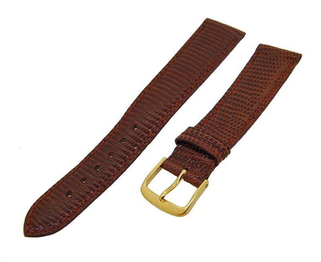 Uhrenarmband Leder Braun 18mm Ton in Ton Dornschließe Gold Produktbild 