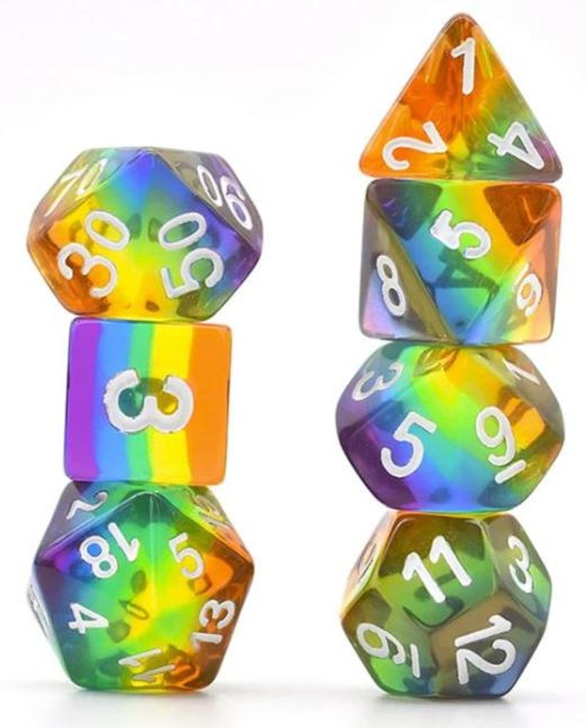 Foam Brain Games Würfelset Regenbogen RPG transparent