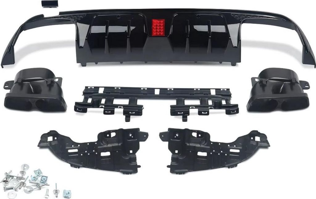 Diffuser Lip Notrix – Heckdiffuser Lip mit Auspuffblenden – Für Mercedes W205 C300/C63/C43 AMG (2015-2018) – Autozubehör