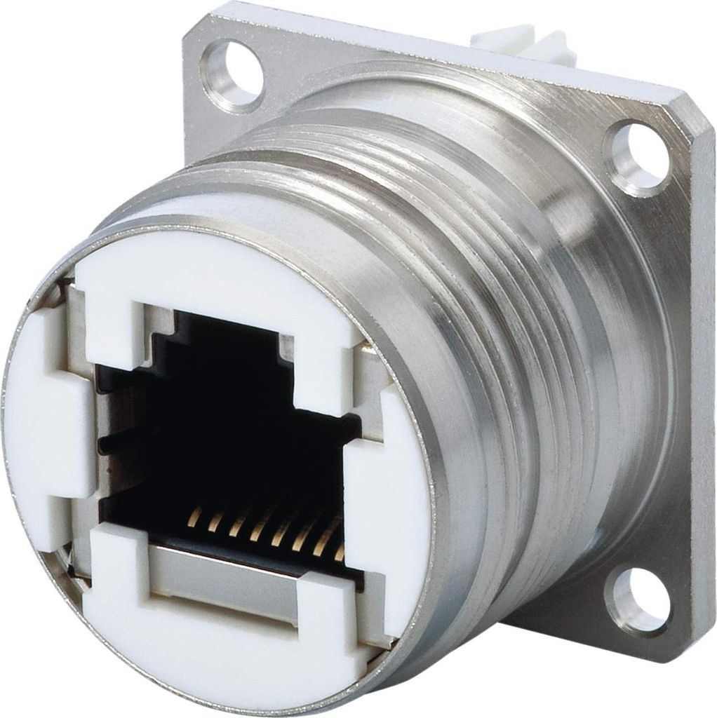 HUMMEL M23 RJ45 Gerätesteckverbinder Stift gerade, 8-polig, RJ45 Buches / Einlötkontakte Kategorie Cat. 6A / Klasse EA
