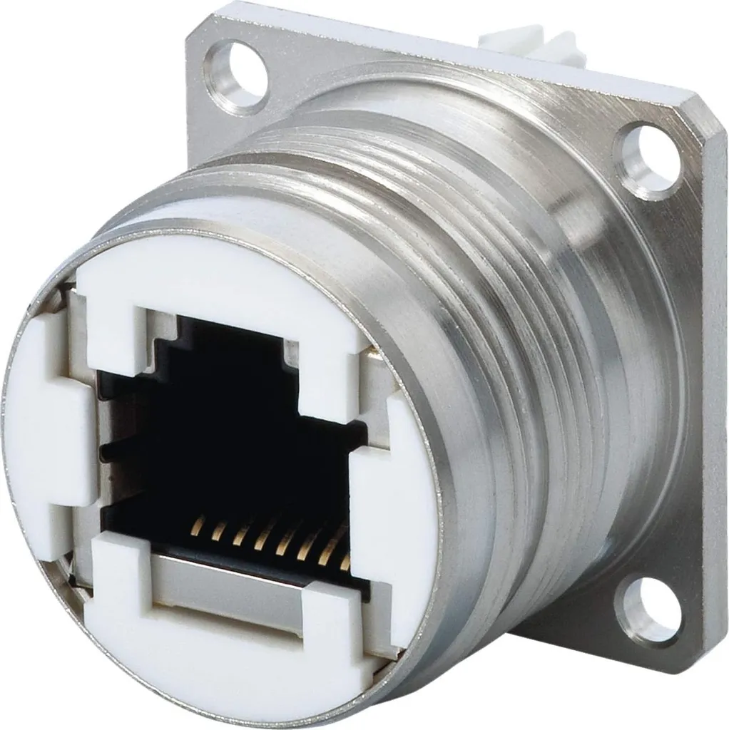 HUMMEL M23 RJ45 Connettore per apparecchi Pin diritto, 8 poli, RJ45 Buches / Contatti a saldare Categoria Cat. 6A / Classe EA