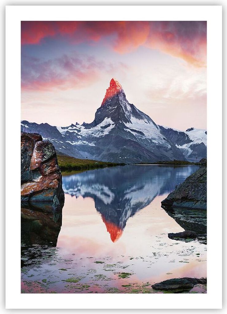 Poster - Poster ohne Rahmen - Berge Felsen Wasser - 50x70 cm - Wand Bild - Wanddeko - Wandbilder - Kunstposter - Wandposter - Bilder - Kunstdruck -...