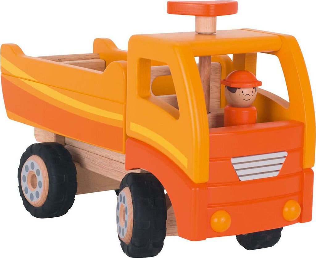 Goki Wooden Tipping Trolley Orange with Swivel Wheels Image du produit 