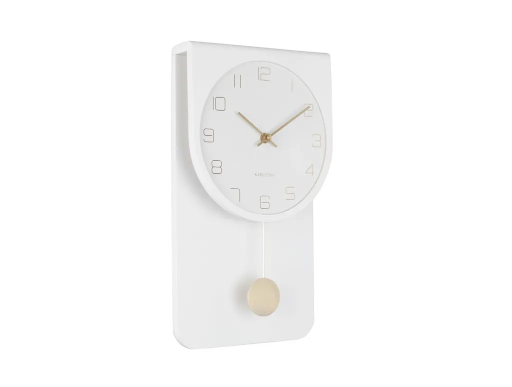 Karlsson Casa Pendulum - Horloge murale blanche design minimaliste 38cm
