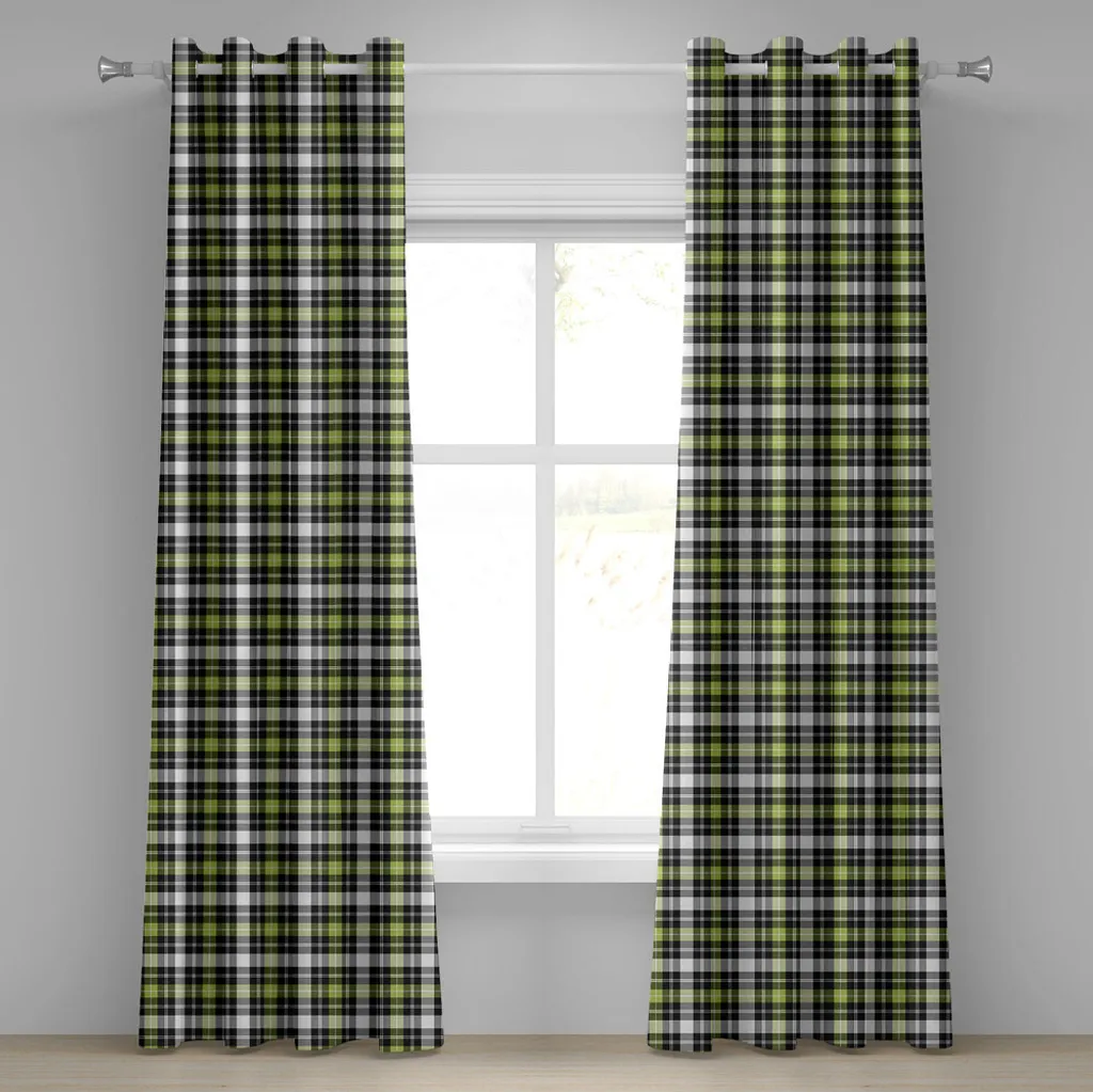 Paire de rideaux graphiques 280 cm x 175 cm imprimé lignes noir vert