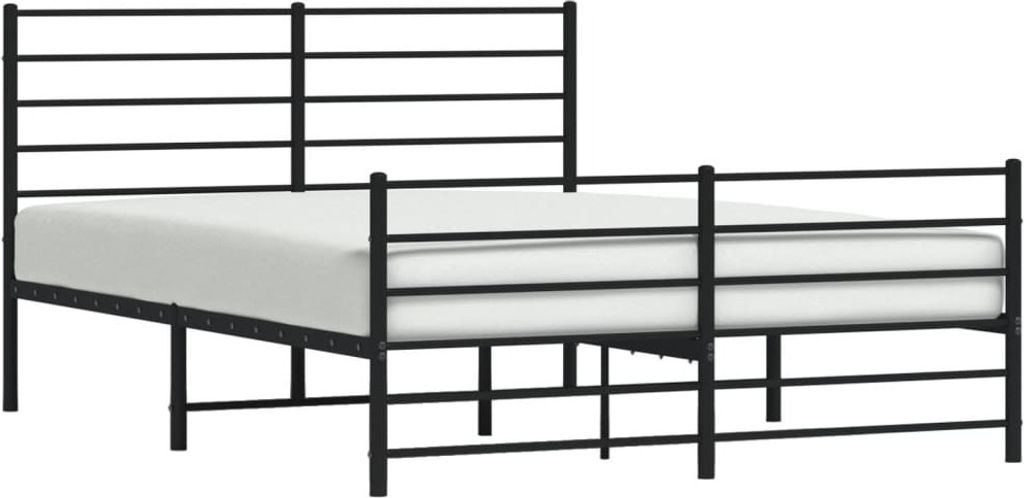Bettgestell mit Kopf- und Fußteil Metall Schwarz 135x190 cm