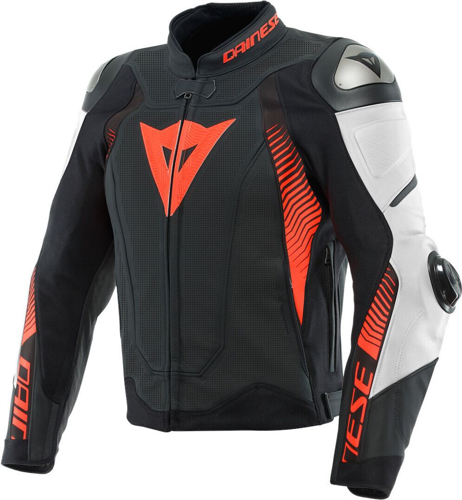 Dainese Super Speed 4 perforierte Motorrad Lederjacke, schwarz/weiß/rot, 46