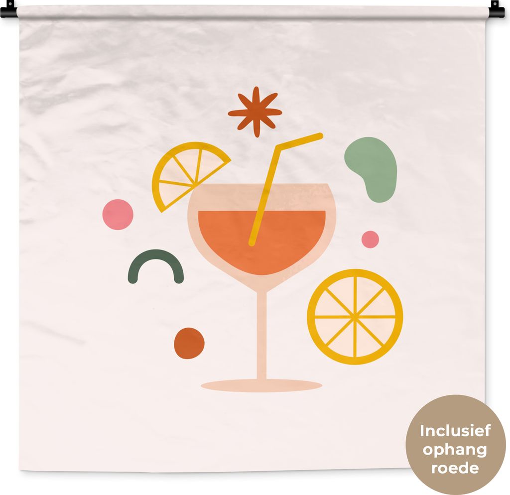 MuchoWow Wandteppich Wandbehang Cocktail - Formen - Sommer 90x90 cm Tapisserie Dekoration Wandtuch - Wandaufhänger