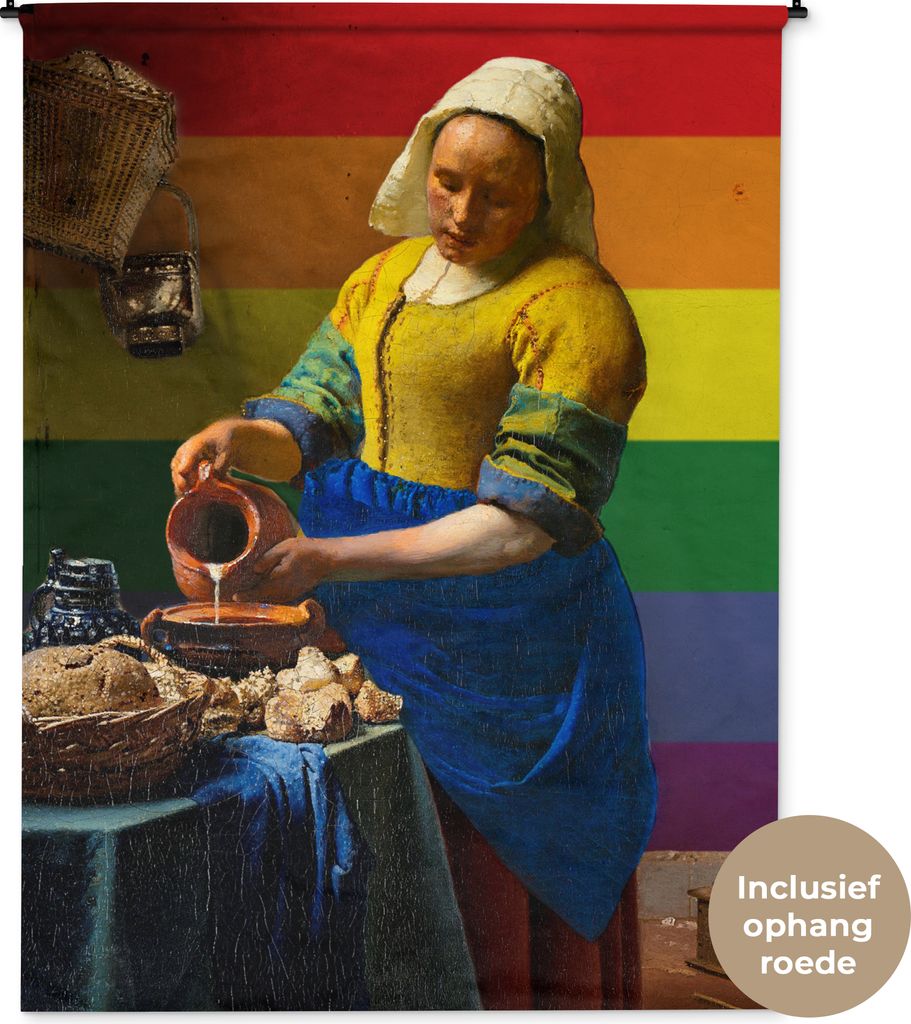MuchoWow® Wandteppich Wandbehang Milchmädchen - Regenbogen Produktbild 