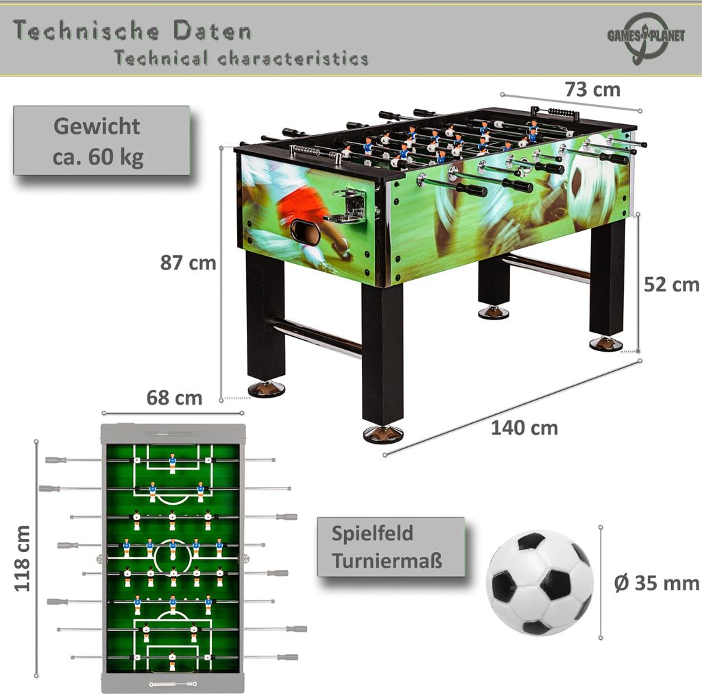Profi Tischfußball Leeds Kicker Soccer Tischkicker Produktbild 4