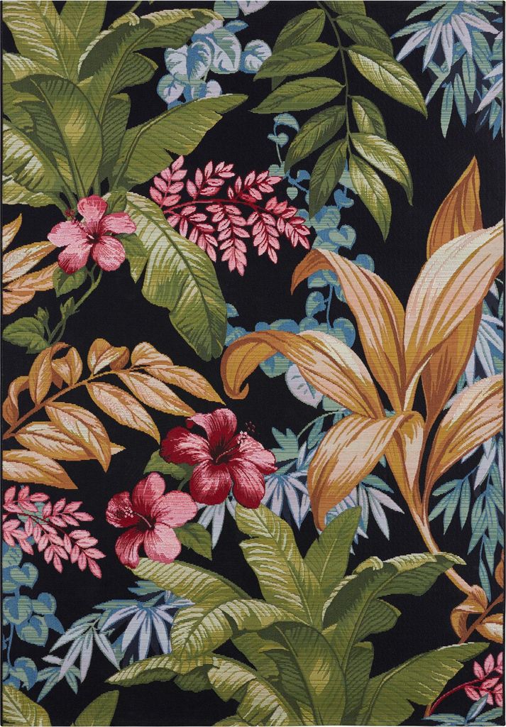 NYVI Teppich Flair - Wetterfest, UV-beständig, für Innen und Außen - Wohnteppich Outdoorteppich - 240x340 cm Rechteckig - Tropical Flowers