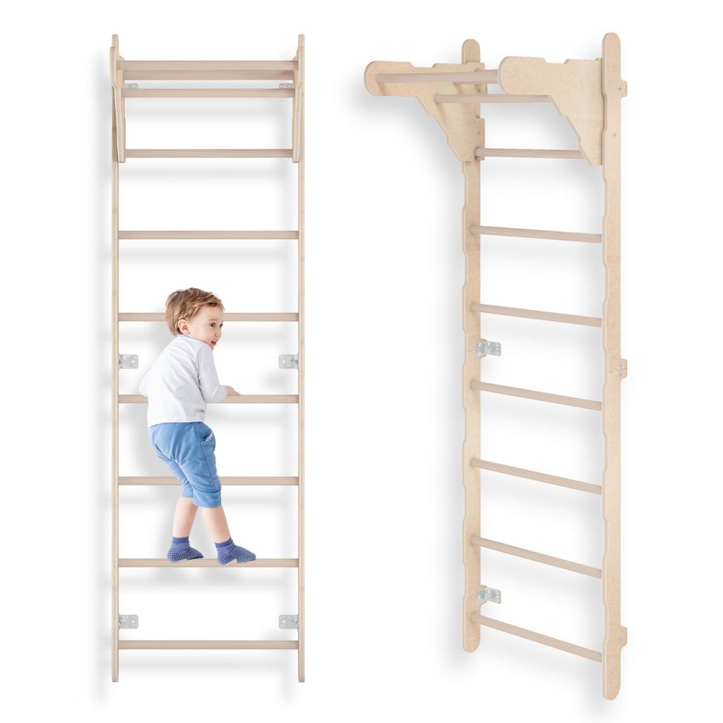 MAMOI Klettergerüst Indoor, Sprossenwand für kinderzimmer, Turnringe kinder für klettern, Kletterwand und spielgeräte