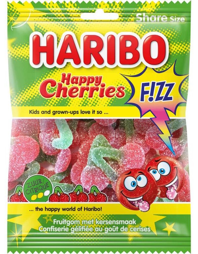 Haribo Happy Cherries Fizz 200g – Ovocno-višňové bonbóny Obrázek produktu 