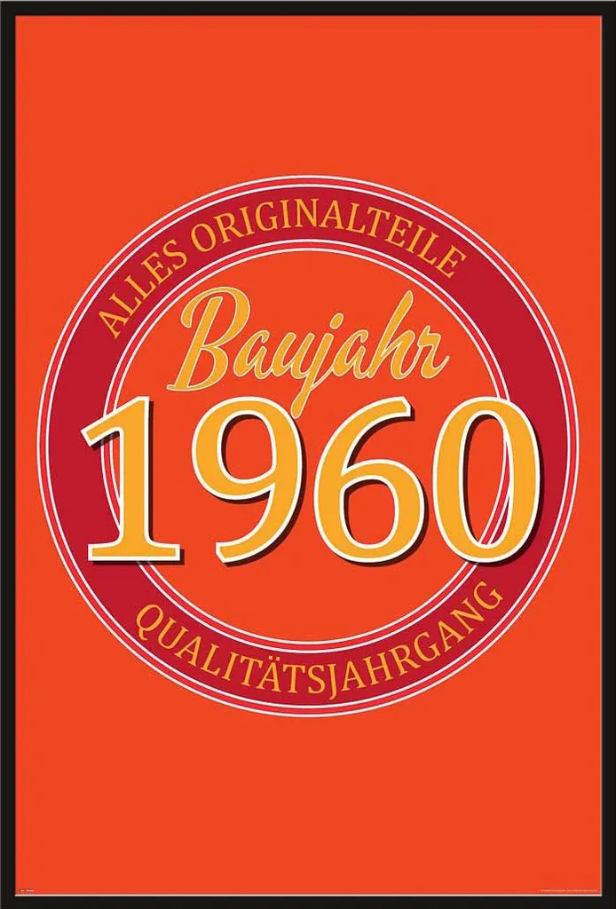 Cadeau Anniversaire 1960 : Poster Rétrospectif avec Cadre Noir Maxi