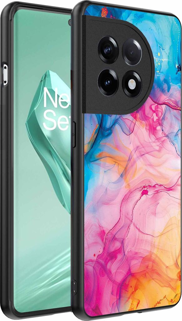 Geeignet für OnePlus 12R Telefon Fall mit Regenbogen Acryl Marmor Druck - TPU Backcover Fall Regenbogen Acryl Marmor Design - Smartphonica