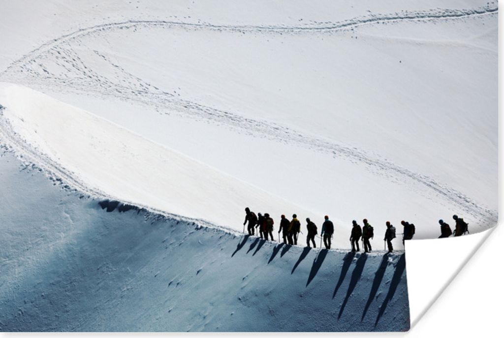 MuchoWow Poster Gruppe von Bergsteigern besteigt den Mont Blanc 90x60 cm - Schlafzimmer