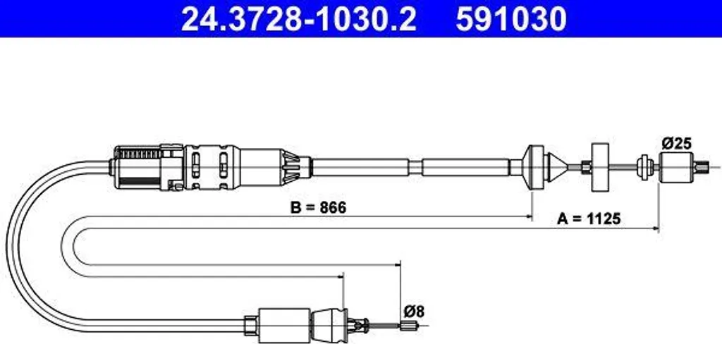 ATE 24.3728-1030.2 Câble d'embrayage haute durabilité pour Laguna