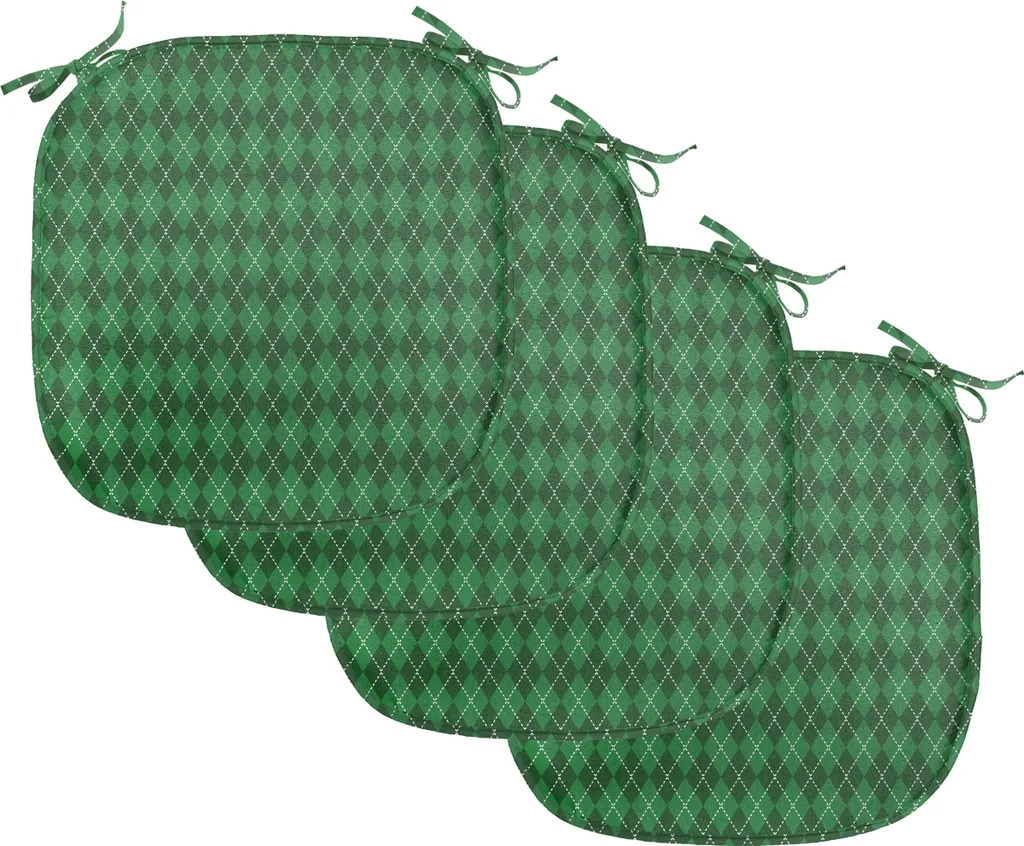 4 cuscini per sedia da pranzo con laccetti, 40 x 40 cm, cuscino per sedia da giardino, ufficio, soggiorno, colore: giallo e verde
