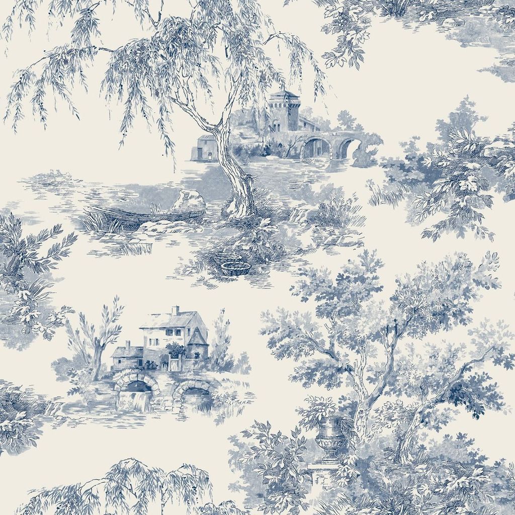 Grandeco - Tapete, Toile AG3412 (10 m x 53 cm) (Blau) Produktbild 