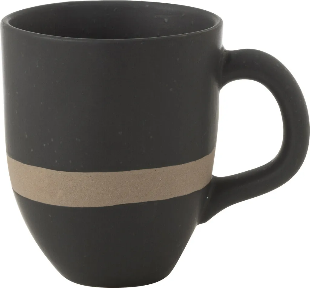 Tasse J-Line en Céramique Artisanale Noir et Taupe - Finition Mate Chic