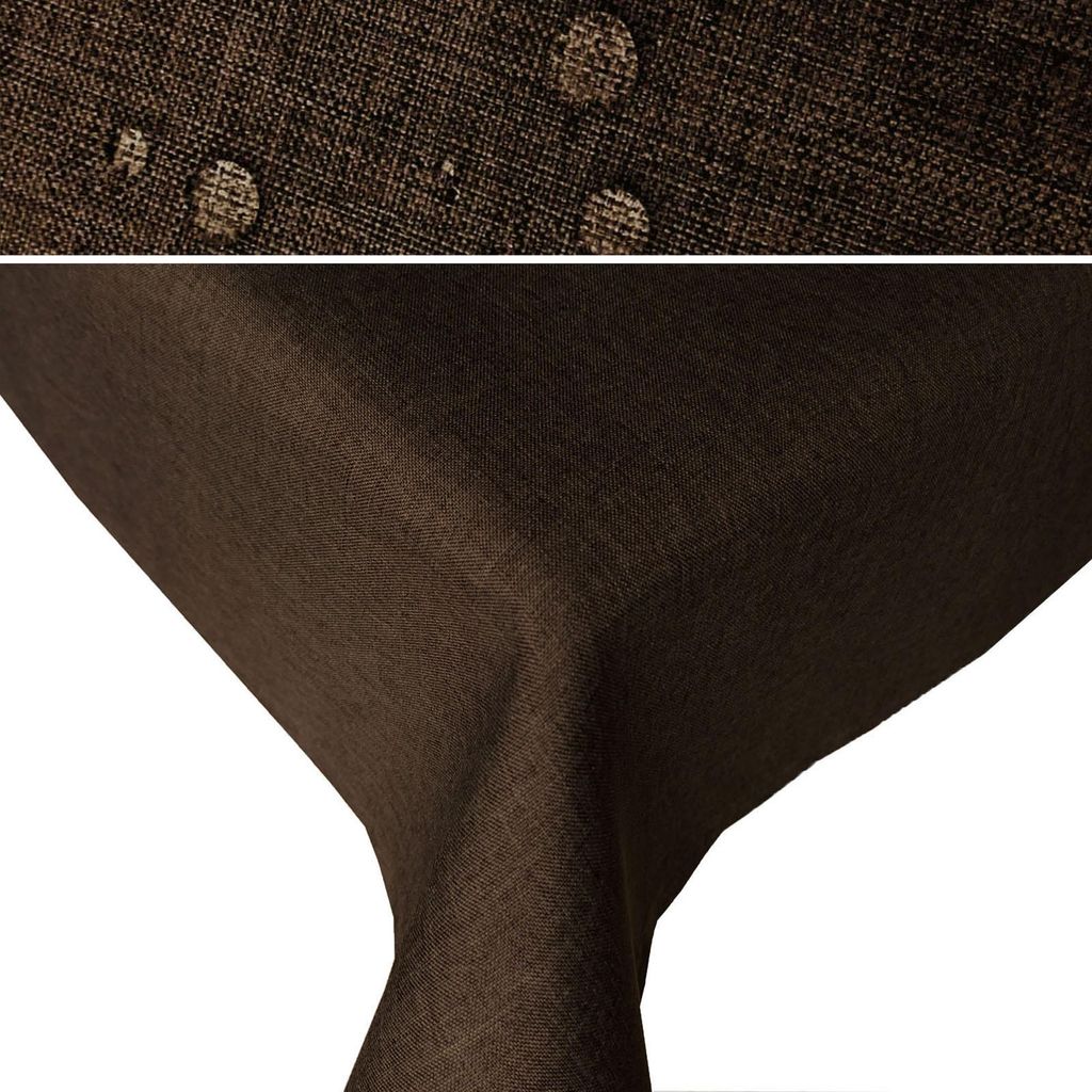 LEINEN Optik eckig 135x180 DUNKELBRAUN Tischdecke bügelfrei pflegeleicht Fleckschutz Lotuseffekt Gartentischdecke braun Leinenoptik rechteckig